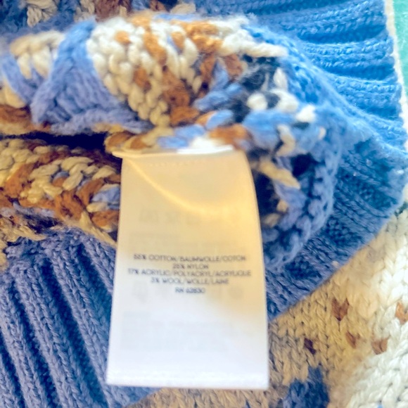 Lands End Nordic Cardigan Medium Blue and White - Picture 7 of 7